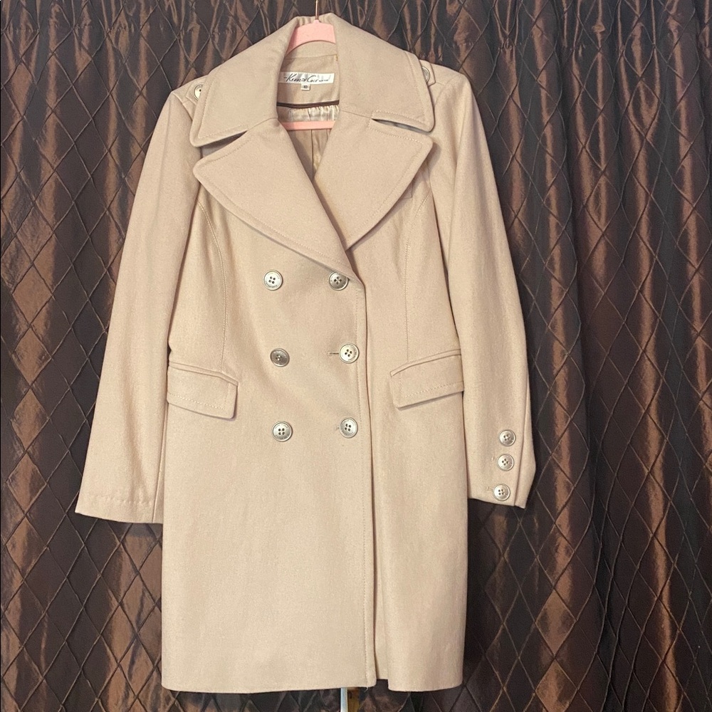 Kenneth Cole Elegant Beige Coat with Satin Lining